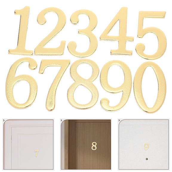 LOLIPPYY Stylish Golden Metal House Numbers for Outdoor Decor, Weatherproof, , Easy to Install, Size 3.5 x 4.5 Inches