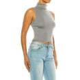thumbnail image 6 of Women's Ribbed Sleeveless High Turtleneck Fitted Knit Crop Tank Top, 6 of 6