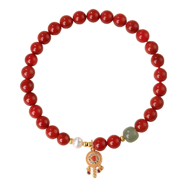 Pulsera South Red Agate para mujer con colgante de jade hetiano