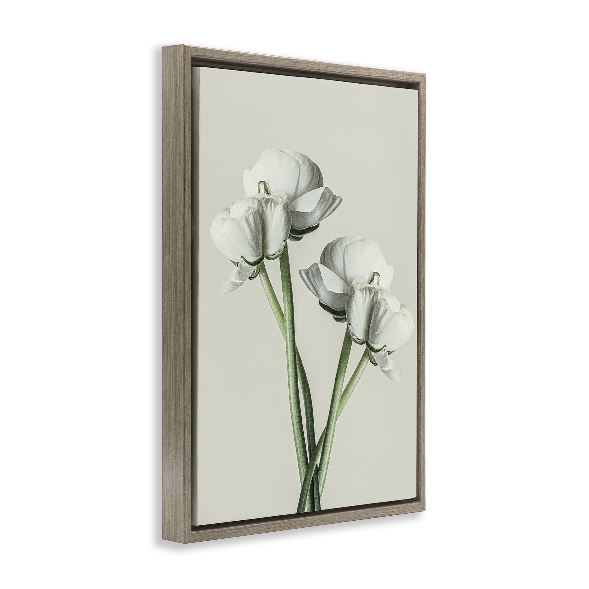 Stupell Industries White Flower Bundle Botanical & Floral Photography Brown Floater Framed Art Print Wall Art, 17 x 25