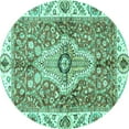 thumbnail image 1 of Ahgly Company Machine Washable Indoor Round Abstract Turquoise Blue Modern Area Rugs, 3' Round, 1 of 4