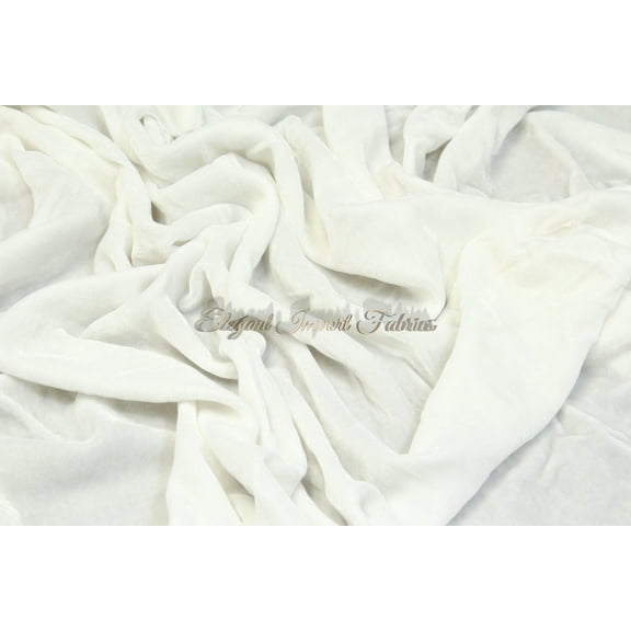 DECORATIVE SILK INC. SILK RAYON VELVET SOLID FABRIC 45” WIDE By The Yard (WHITE )