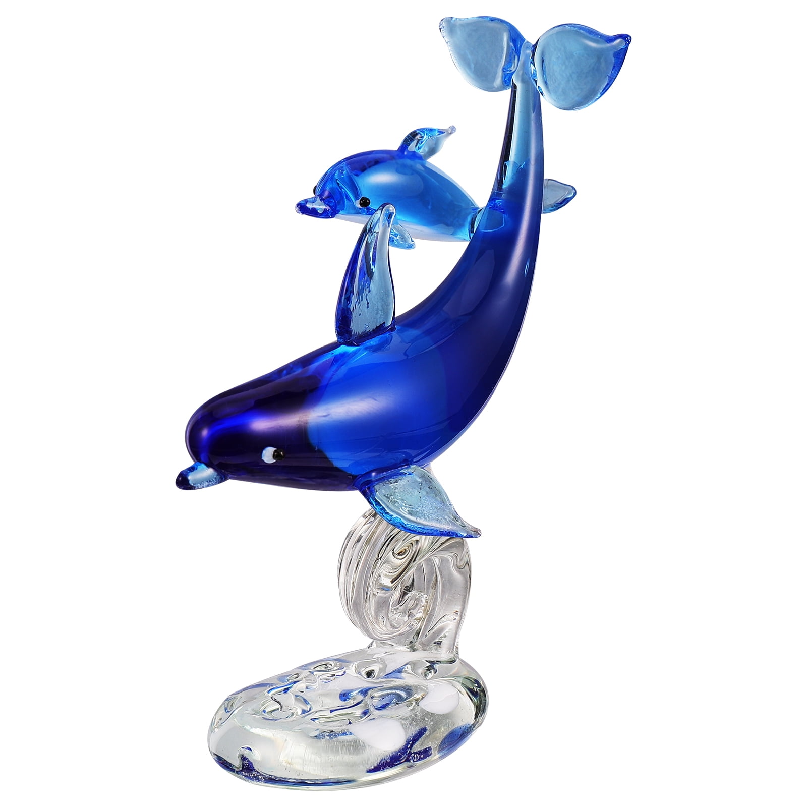 TINY CRYSTAL DOLPHIN HAND BLOWN CLEAR GLASS ART FIGURINE MINIATURE FISH COLLECT 