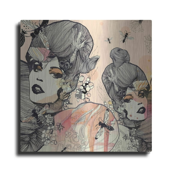 Luxe Metal Art 'Wasp' by Giulio Lurissevich, Metal Wall Art, 24"x24"