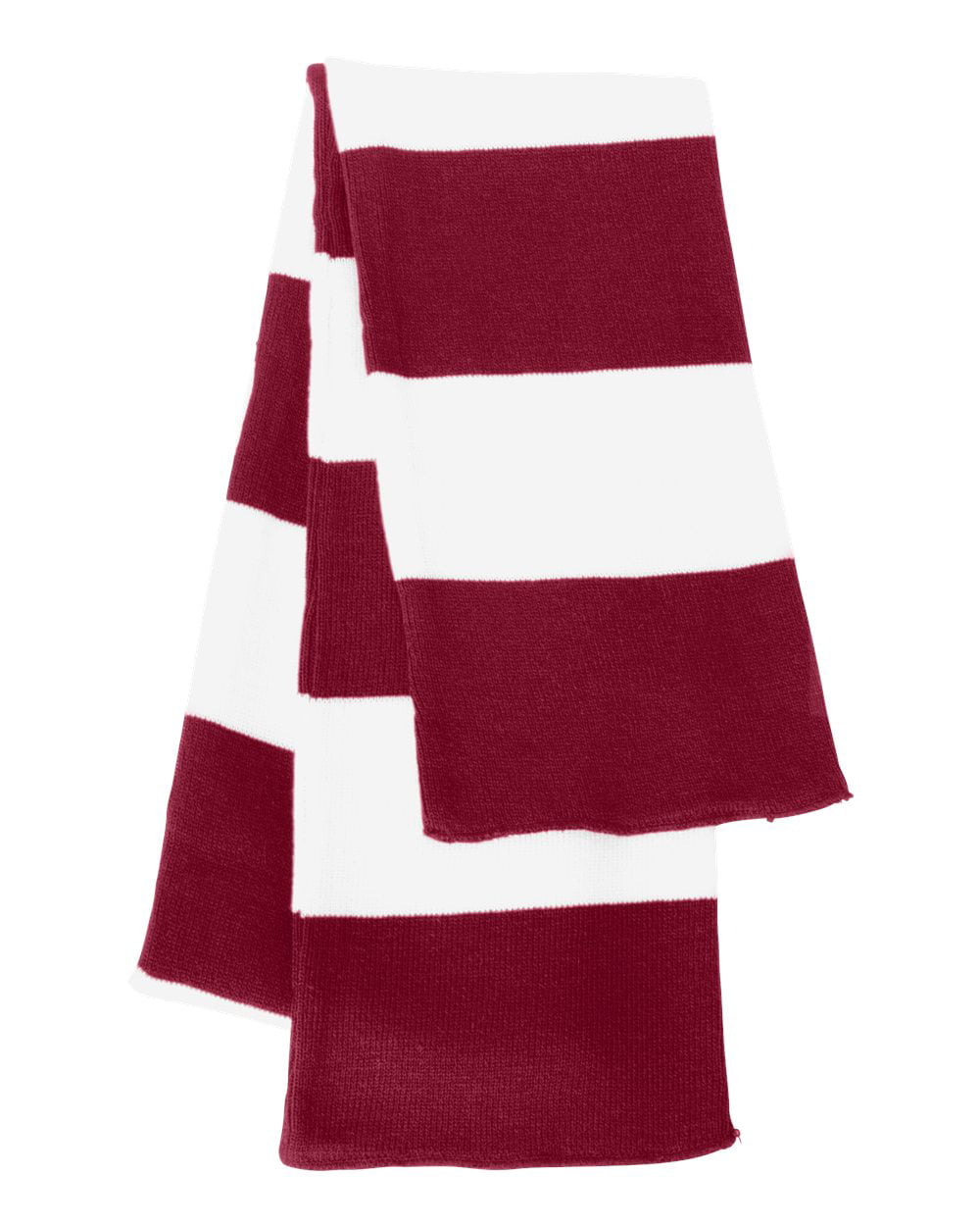 Knit Winter Rugby Striped Scarf for Men & Women - Stay Warm & Stylish (Cardinal/ White)