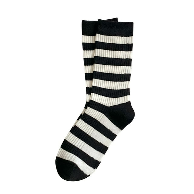 MZXELPRJD Chaussettes Invisibles Femmes Chaussettes Blanches Automne Hiver Vintage Rayées Brodées Lettrage Bas Chaussettes, Chaussettes Femmes