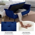 thumbnail image 3 of SZLIZCCC Storage Bed Bench for Bedroom , Velvet Upholstered Rolled Armed Button Tufted Sofa Stool Bench, Storage Ottoman Couch Long Bench with Solid Wood Legs Navy, 3 of 8