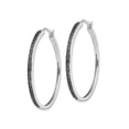 thumbnail image 5 of Boucles d'Oreilles Créoles en Argent Sterling avec Diamant Noir, 5 of 5