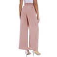 thumbnail image 6 of Huowey Women's Pants Solid Color High Waist Wide Leg Loose Lace Up Casual Pants Straight Leg Pants, 6 of 8
