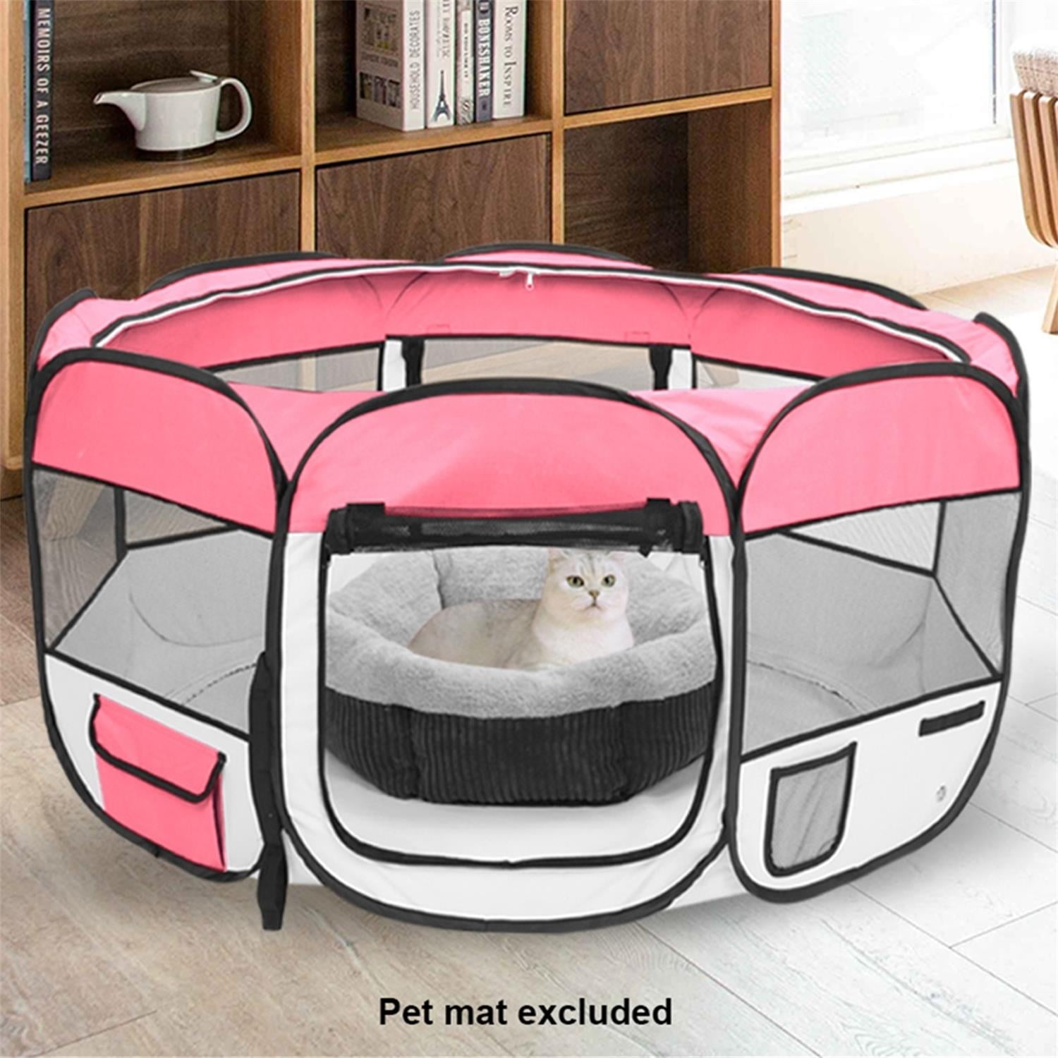 Pefilos 45" Pet Playpen for Small Animals Circular Portable Foldable Pet Playpen for Indoor Dogs 600D Oxford Cloth & Mesh Pet Playpen for Cats Fence with Eight Panels, Pink Pefilos 45" Pet Playpen for Small Animals Circular Portable Foldable Pet Playpen for Indoor Dogs 600D Oxford Cloth & Mesh Pet Playpen for Cats Fence with Eight Panels, Pink