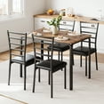 thumbnail image 2 of Dining Room Table Set for 4, Modern Kitchen Table and Chairs Set of 4, Heavy-Duty Metal Frame Small Dining Set with Wooden Tabletop for Dinette, Apartment, Easy Assembly - Brown, 2 of 8