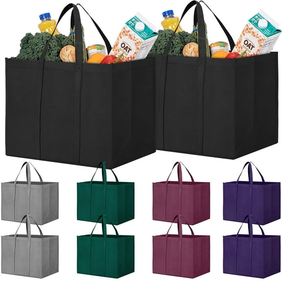 10 Pack Reusable Grocery Bags, Foldable Heavy Duty Shopping Bags, Large Storage Reusable Non-Woven Fabric Tote Bag with Handles, 5 Colors