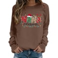 thumbnail image 1 of FYEGRE Chandail Sans Capuche pour Femmes, Col Rond, Manches Longues, Doux, Décontracté, Athlétique, Confortable, pour les Vacances, Café m, 1 of 4
