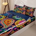 thumbnail image 3 of jejeloiu Colorful Paisley Zipper Twin Comforter Sets with Fitted Sheet and 2 Pillowcases For Men Women,Bohemian Pattern Zipper Bedding Set,Dark Multi,Navy Blue Reversible,4-Piece, 3 of 7