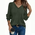 thumbnail image 4 of gakvbuo Pullover Sweater for Women V Neck Long Sleeve Shirts Dressy Casua Lightweight Fall Tunic Blouses Tops Ribbed Knitted Sweaters Outfits, 4 of 7