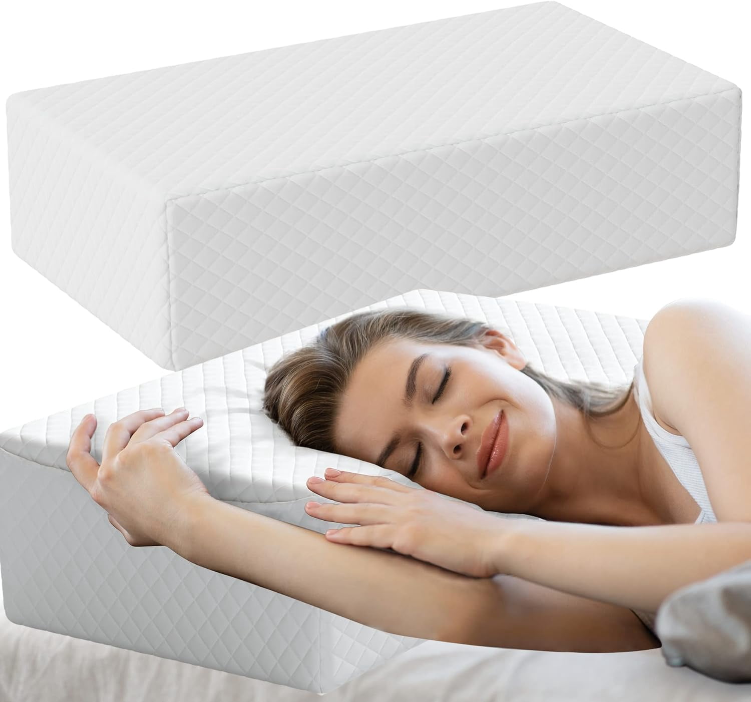 Gleur Square Pillow for Side Sleepers Memory Foam Pillow for Neck Support, 24" x 12" x 5"