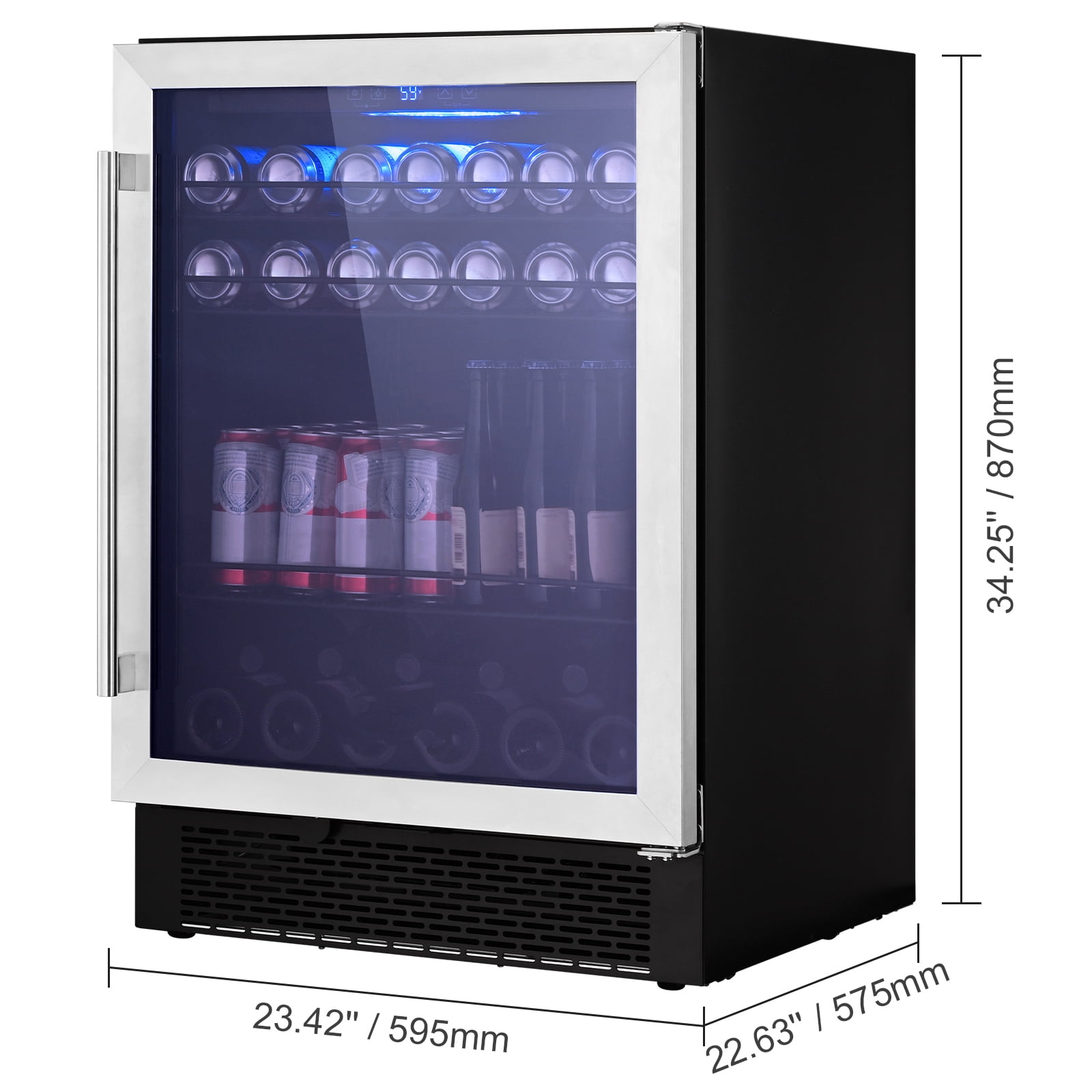VEVOR 154 Bottle Wine Fridge Stainless Steel Wine Cooler with LED Light and Lock