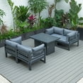 thumbnail image 2 of LeisureMod Chelsea 5-Piece Sectional Loveseat and Fireplace Set Black Aluminum with Cushions, 2 of 3