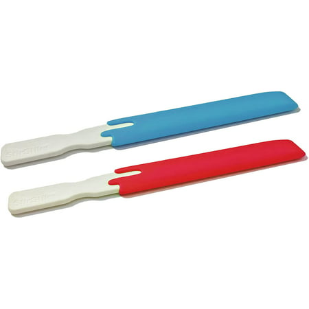 FusionBrands StirStik Mini, 2 Pack - Mini Silicone Spatula Set Perfect for Cooking, Baking, Arts/Crafts - Heat Resistant BPA Free Silicone Stir Stick with Tapered Edge to Stir, Scrape, Spread-Red/Blue