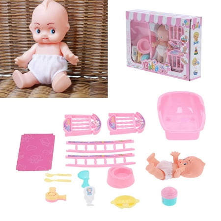LAFGUR Ensemble de lit de poupée bébé avec accessoires de bain pour  baignoire de poupée Ensemble-cadeau de poupées pour bébés pour filles,  Ensemble de lit de poupée, Ensemble de bain pour