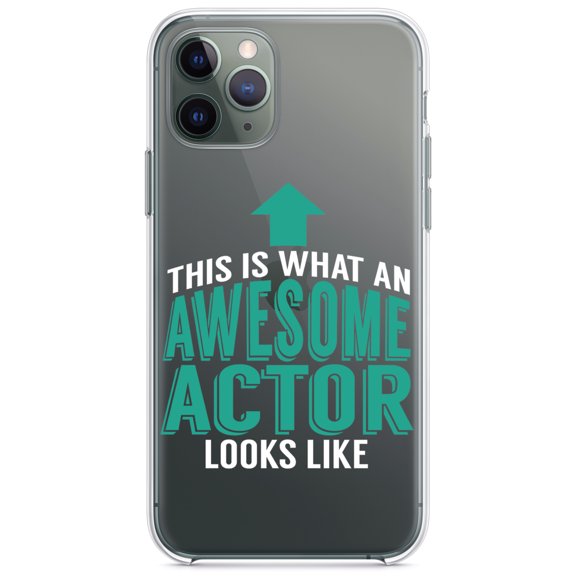 DistinctInk Clear Shockproof Hybrid Case for iPhone 13 PRO (6.1" Screen) - TPU Bumper Acrylic Back Tempered Glass Screen Protector - This Is What An Awesome Actor Looks Like