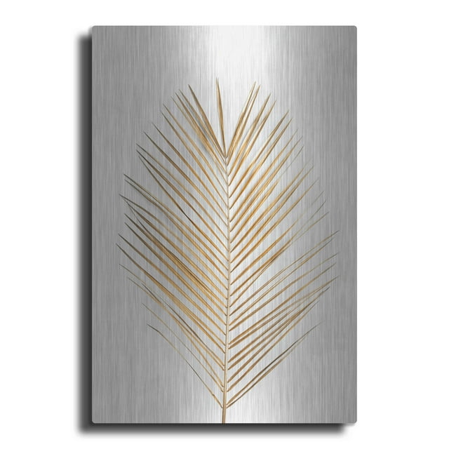 Luxe Metal Art 'Palm Leaf Gold' by Design Fabrikken, Metal Wall Art, 12"x16"