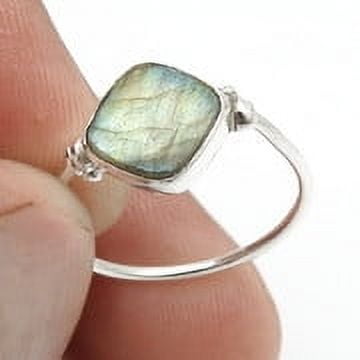 Labradorite Gemstone 925 Silver Cocktail Statement Birthday Ring Jewelry US 6.5