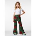 thumbnail image 2 of 3-4Y Girls Colored Flared Pants Digital Print Trousers Slim-Fit Wide Leg Flare for Spring Summer Autumn, 2 of 6