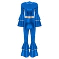 thumbnail image 4 of Haitryli Womens Shiny Metallic Flared Jumpsuit 70s Hippie Outfits Disco Party Festival Rave Romper Royal Blue L, 4 of 7