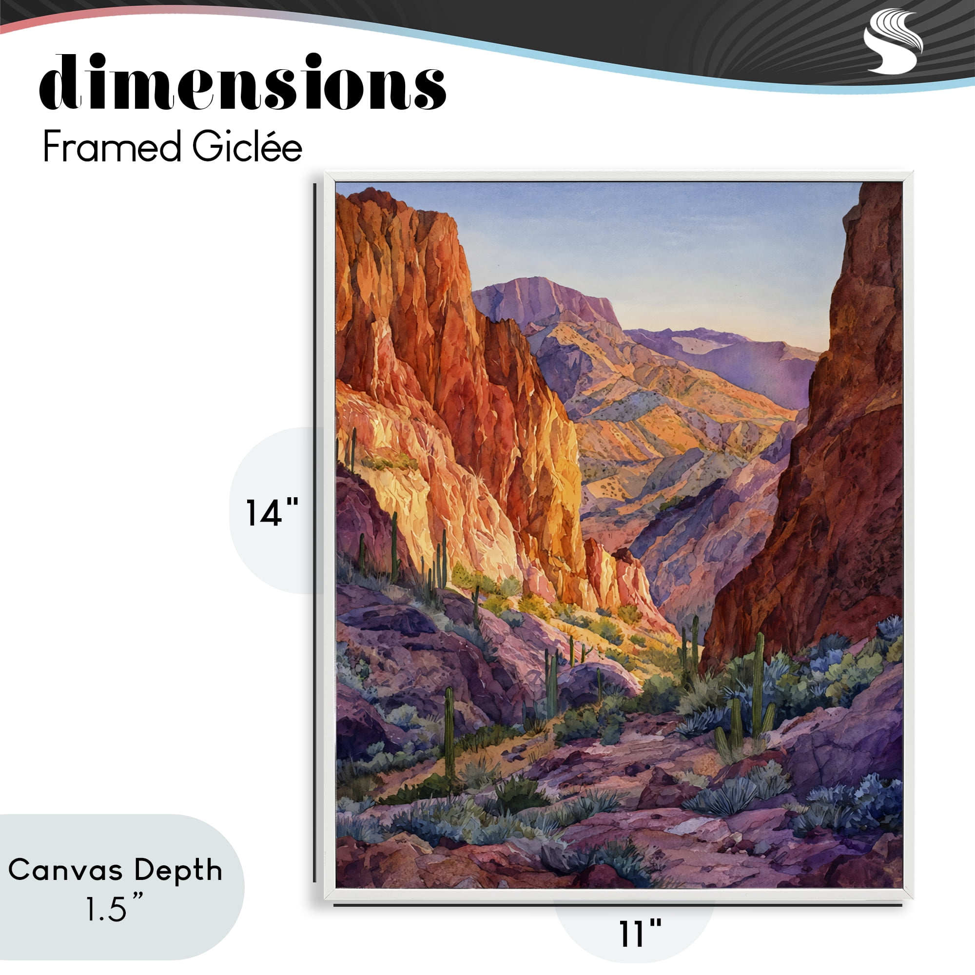 Stupell Industries Western Colors Canyon White Framed Giclee Art, design by Franklyn Gregory