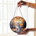 thumbnail image 2 of Mummy American Shorthair Happy Halloween with Pumpkins Bats Spooky Fun Stained Glass Suncatcher Cat Lover Kitten Owner Gifts Window Hanging Sign Decor - 00019, 2 of 5