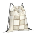 thumbnail image 3 of Leisure Draw String Mouth Backpack 16 X 14 Woven Band Durable Not Easy To Fall Off In Travel Portable Draw String Design Beige Checked Hand-Drawn Sketch_4, 3 of 8