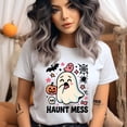 thumbnail image 2 of Haunt Mess Graphic Tee Funny Ghost Cartoon Pumpkin Shirt, Ash, Size 3XL, 2 of 6