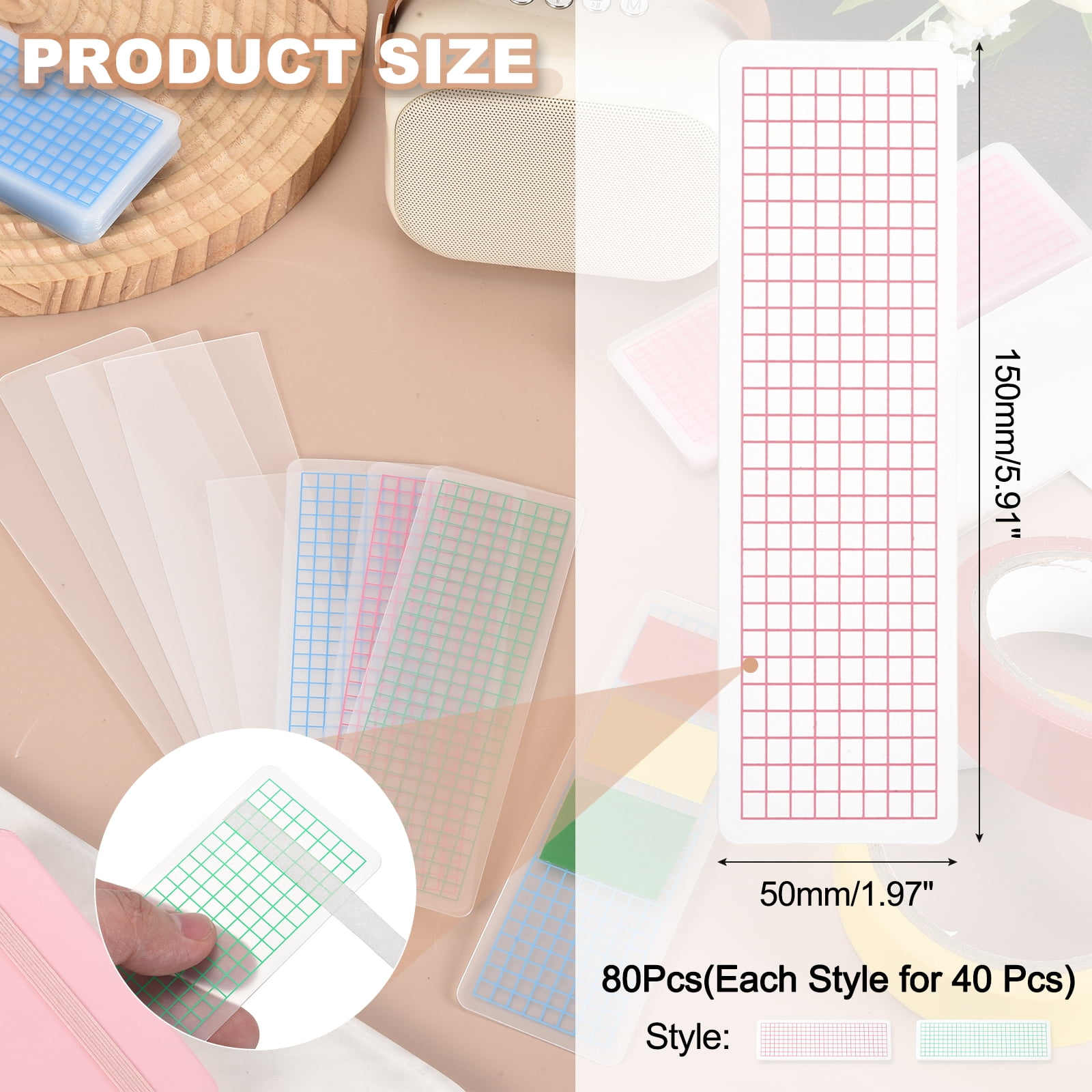 80Pcs Washi Tape Cards, 5.9 x 2 Inch Washi Tape Boards Storage Organizer Sample Board with Arc Corner for Scrapbooking Travel Journal Home Office Supplies DIY Crafts, Pink