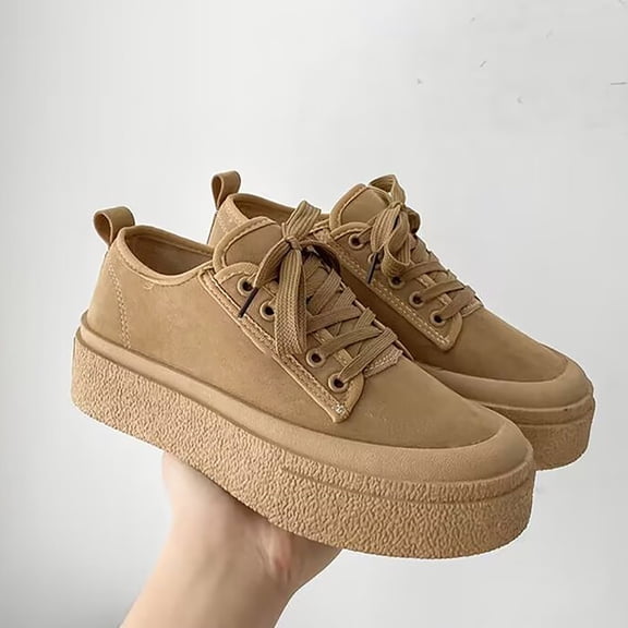 AUDeals Women's Canvas Shoes, Low Top Lace Up Platform Sneakers with Lightweight Comfort, Casual Walking Tennis Style