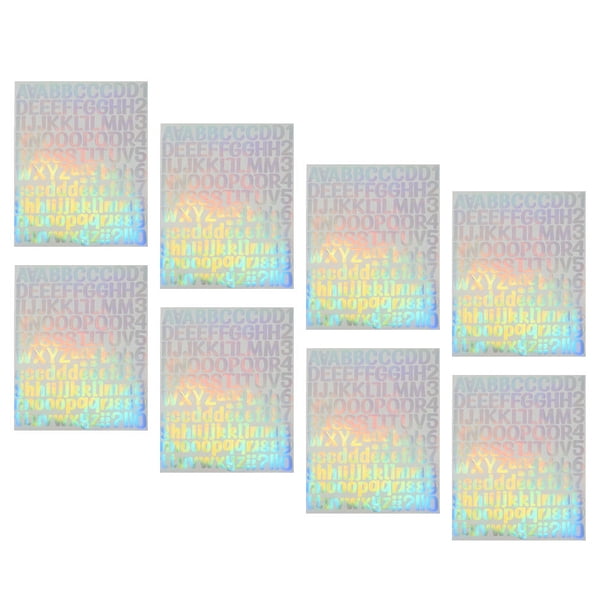 IDEANATEGRATE Stickers De Alfabeto Y Números Holográficos Autoadhesivos Impermeables Para Manualidades