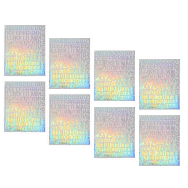 IDEANATEGRATE Stickers De Alfabeto Y Números Holográficos Autoadhesivos Impermeables Para Manualidades