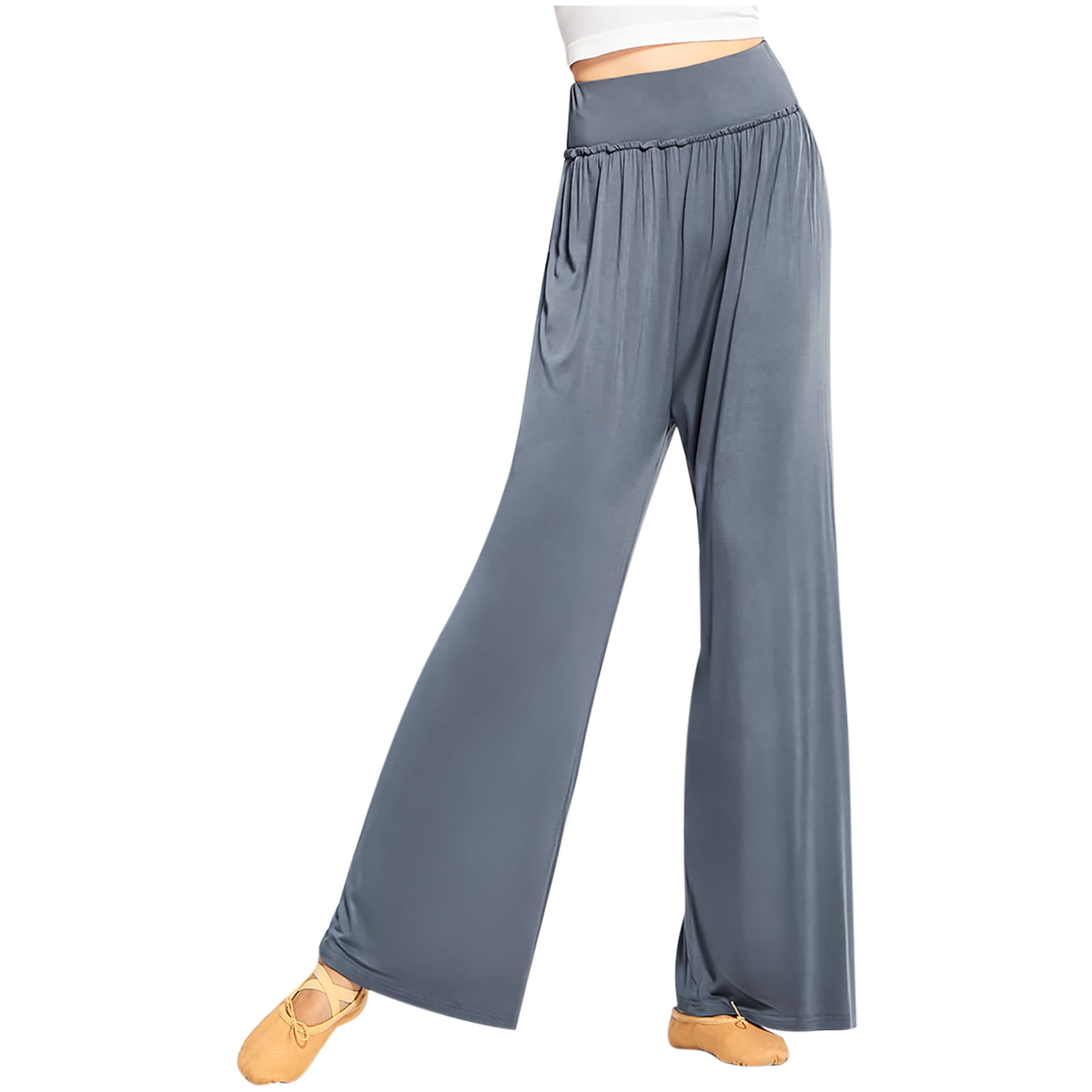 Yuyuzo Women's Wide Leg Yoga Pants Elastic Waist Solid Color