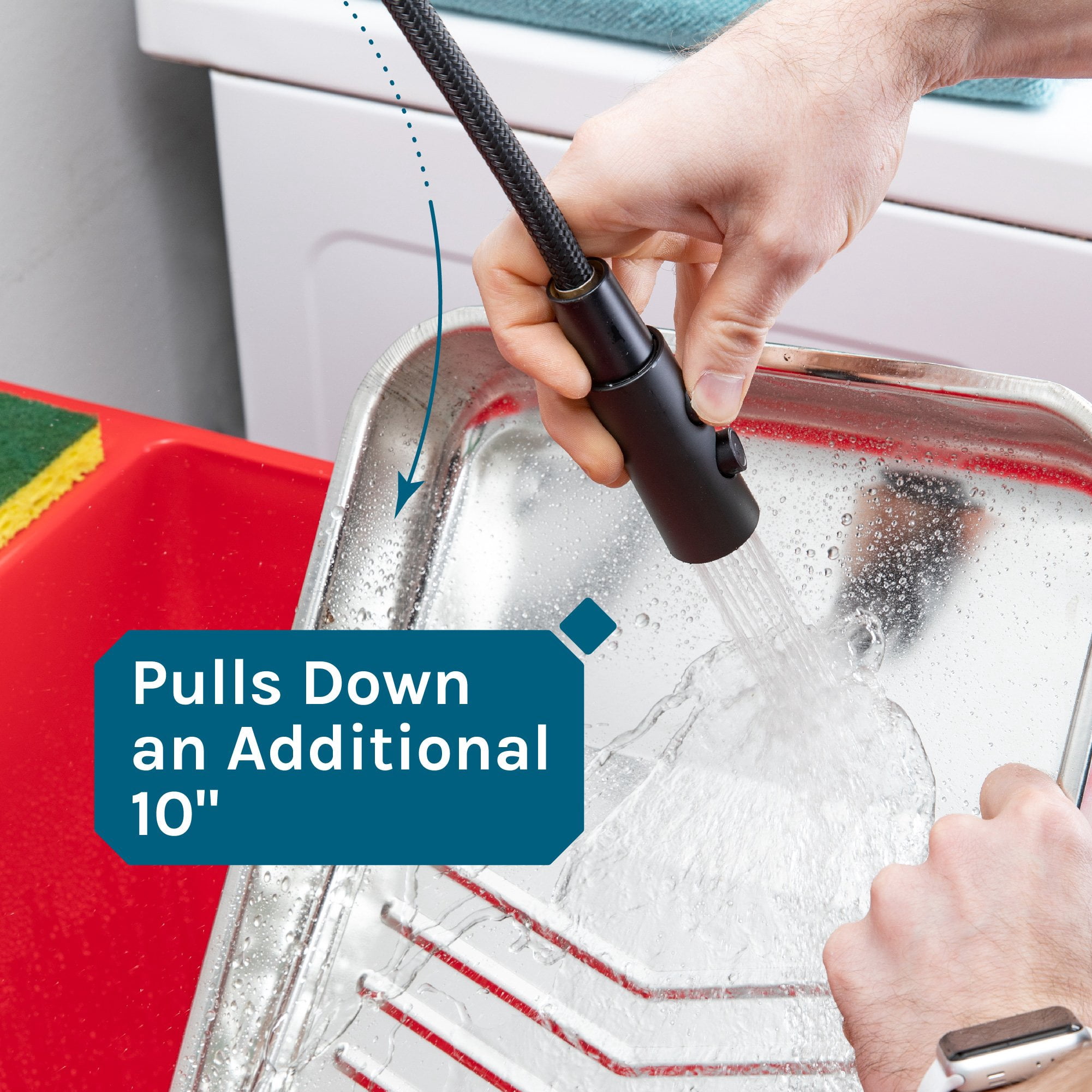 Tehila Utility Sink with Black Coil Pull-Down Faucet 19 Gallon - Red
