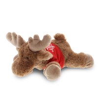 DolliBu I Love You Sitting Moose Plush – 10 Inch Brown Stuffed Animal With Red Heart, Valentine Gift