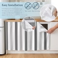 thumbnail image 5 of Grey Striped Cabinet Curtain 35"Wx35"L, Dustproof Under Sink Skirt with Self Adhesive Tape, Minimalist Farmhouse Stripe Cabinet Curtain Cover for Kitchen Sink, Bathroom Vanity, Laundry Room, 5 of 9
