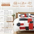 thumbnail image 6 of Red And Black Square Duvet Cover Set King Size, Geometric Classic 4 Piece Soft Microfiber Bedding Set with 1 Duvet Cover, 1 Flat Sheet, 2 Pillowcases, 6 of 9