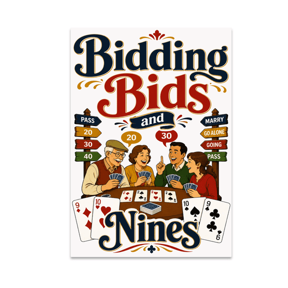 Nostalgic Pinochle Bidding Art - Card Game Enthusiast - 13x19 Poster Print