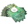 thumbnail image 2 of YFYANG Washable Heat-Resistant Placemats, 70% PVC/30% Polyester, Green Vintage Flowers Kitchen Table Mat, 12" x 18" 6 Pcs, 2 of 6