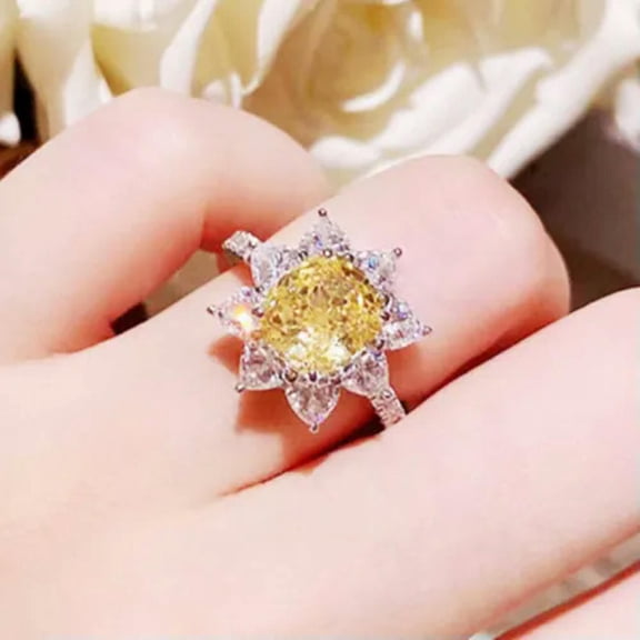 EOEMY 925 Silver Ring Pretty Cubic Zirconia Women Anniversary Jewelry Sz 6-10