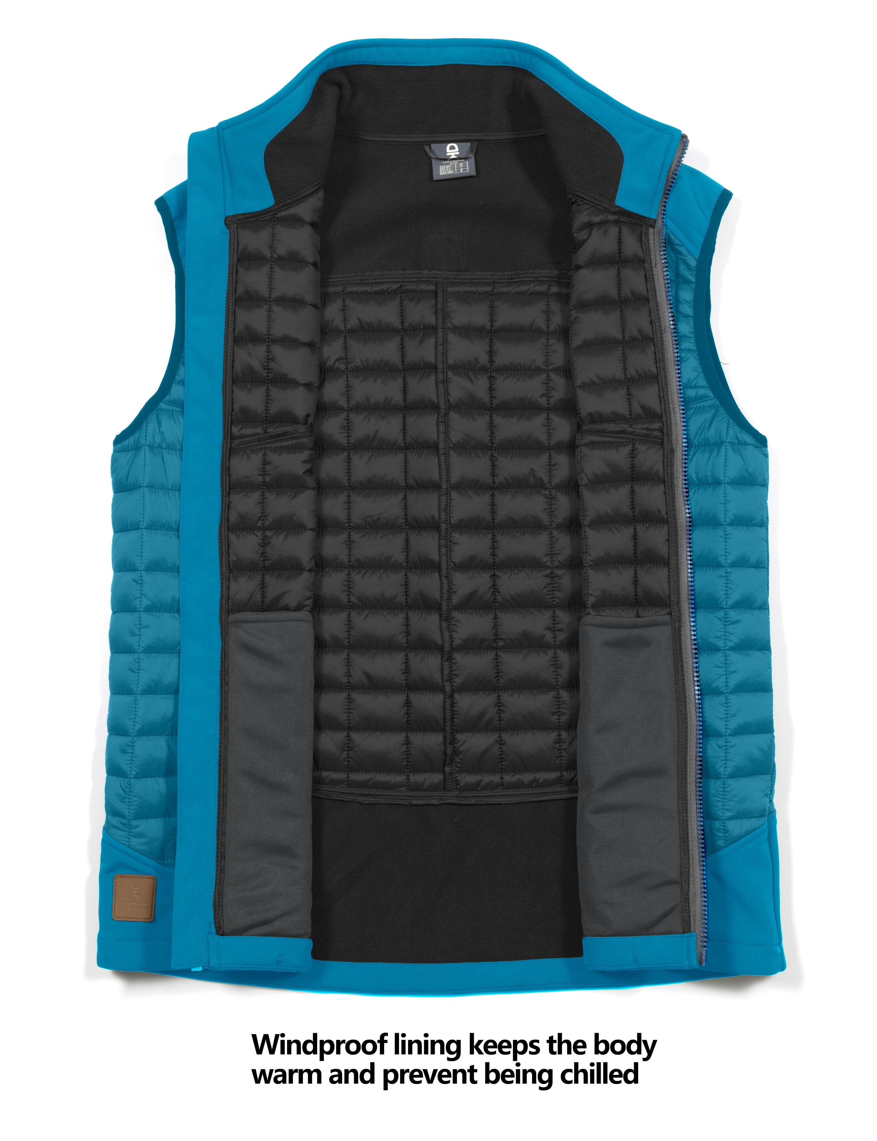 Little Donkey Andy Men’s Lightweight Puffer Vest, Warm Outdoor Sleeveless Jacket for Hiking Travel Running Bright Blue S