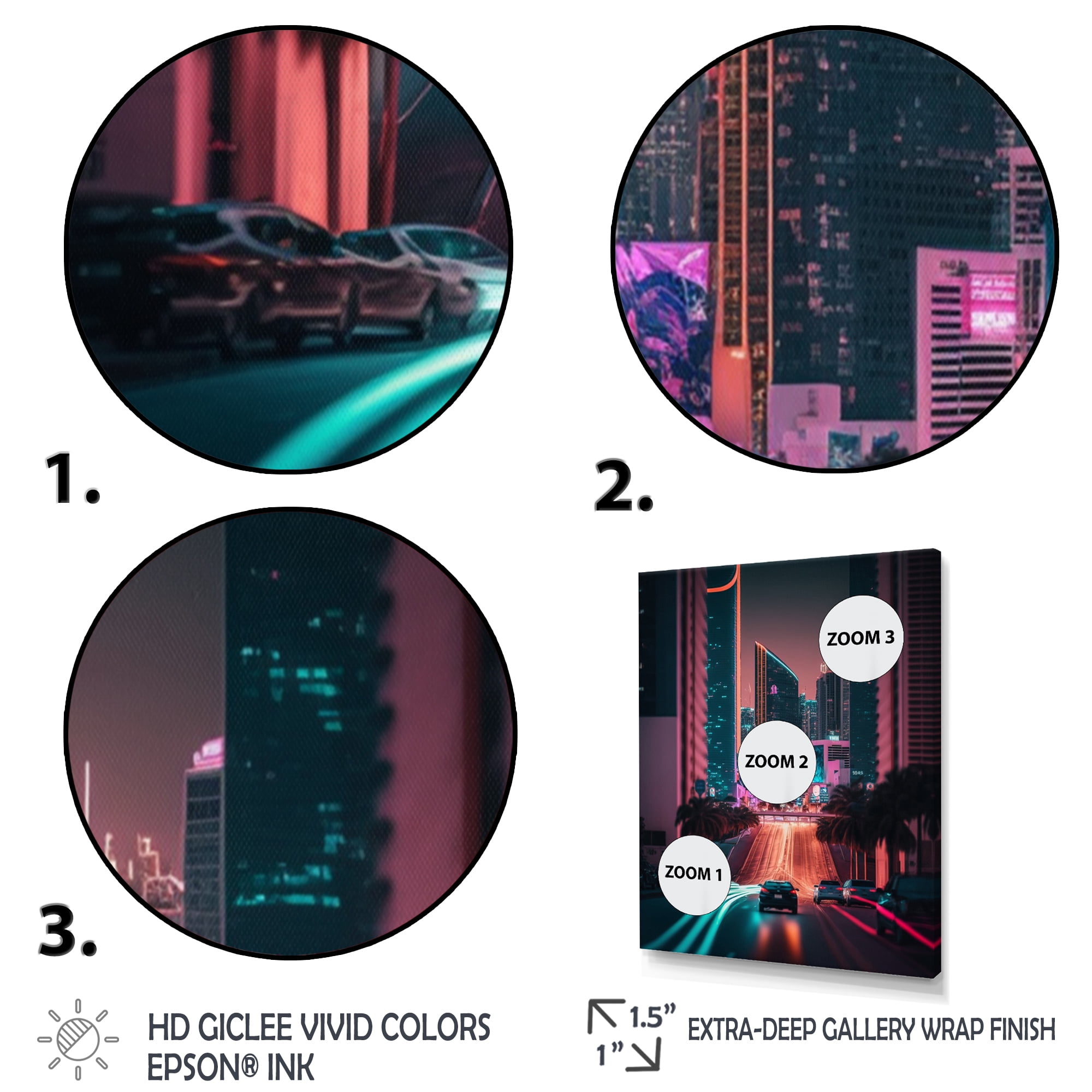 Designart Futuristic Miami Neon Art I Canvas Wall Art