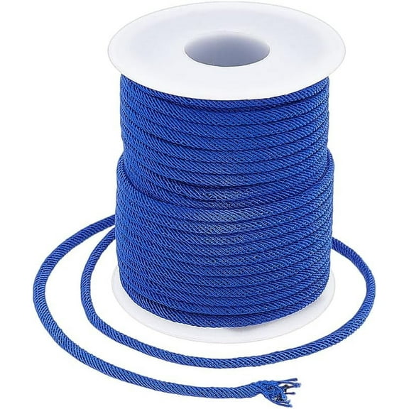 Nylon Threads Milan Cords/Twisted Cords Blue 3mm about 21.87 yards(20m)/roll