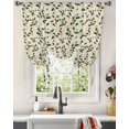 thumbnail image 3 of Christmas Botanical Tie Up Curtains for Window, Green Xmas Leaf Berry Rustic Thermal Insulted Balloon Shade Adjustable Rod Pocket Curtains Valance Panels for Kitchen Bathroom Café 46 x 63, 3 of 7