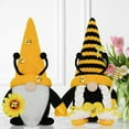 thumbnail image 5 of Bee Gnome Decoration, 2-Pack Handmade Bumble Bee Plush Gnomes, Mr. and Mrs. Bee Design with Pointed Hats and Cute Beard/Braid, World Bee Day Summer Party Birthday Tiered Tray, 5 of 8